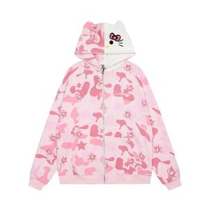 Hello Kitty Camoflauge Hoodie Oversize Sweatshirt-JELLYKAWAII